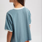 Press Contrast Striped Relaxed Crop Tee