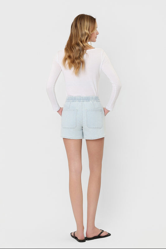 Stripe High Rise Drawstring Striped Shorts