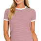 United Striped Contrast Trim Rib Banded Tee