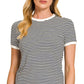 United Striped Contrast Trim Rib Banded Tee