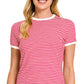 United Striped Contrast Trim Rib Banded Tee