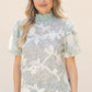 Vancouver Smocked Mock Neck With Floral Lace Detailed Top