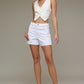 Trouble White 4in Inseam A Line Shorts by Hidden