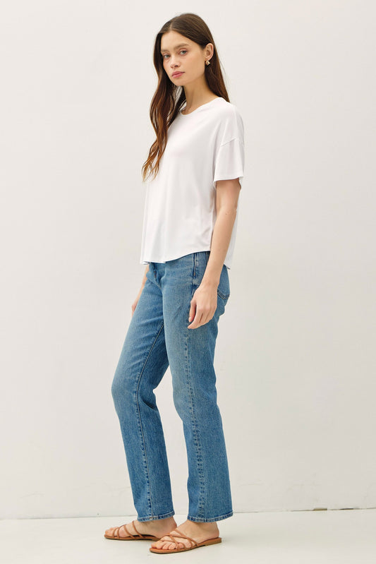 Garment Dye Ribbed Boxy Fit T-shirt