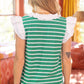 Port Contrast Ruffle Detail Stripe Textured Knit Top