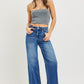 Chat High Rise Wide Leg Cuffed Hem Jeans by Risen