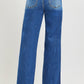 Chat High Rise Wide Leg Cuffed Hem Jeans by Risen