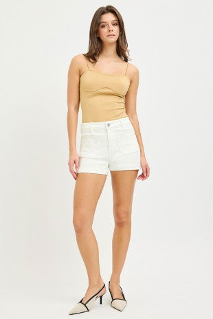 Riley High Rise Scalloped Eyelet Embroidered Pockets Shorts by Risen