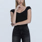 Code High Rise Black Midi Denim Shorts