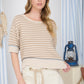 Callie Stripe Contrast Trim Short Sleeve Knit Sweater