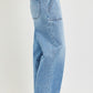 Carefree Elastic Band Slouchy Cropped Baggy Patch Pockets