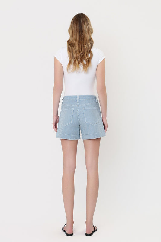 Striped High Rise Cuffed Striped A Line Shorts by Lovervet