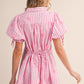 Candy Striped Paisley Embroidery Button Down Mini Dress