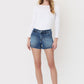 Ocean High Rise Patch Pocket Denim Shorts by Lovervet