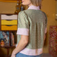 July Mixed Print Button Down Floral Embroidered Top