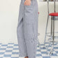 Slim Stripe Pocket Detail Wide Leg Pants