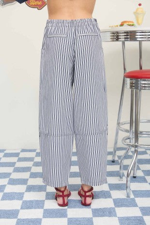 Slim Stripe Pocket Detail Wide Leg Pants