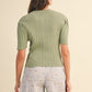 Scalloped Pointelle Short Sleeve Knit Cardigan