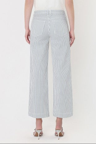 Loyalty High Rise Patch Pocket Crop Striped Wide Leg Jeans by Risen