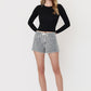 Grey Leopard High Rise Drawstring Shorts by Vervet