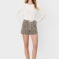 Reality High Rise Drawstring Leopard A Line Short