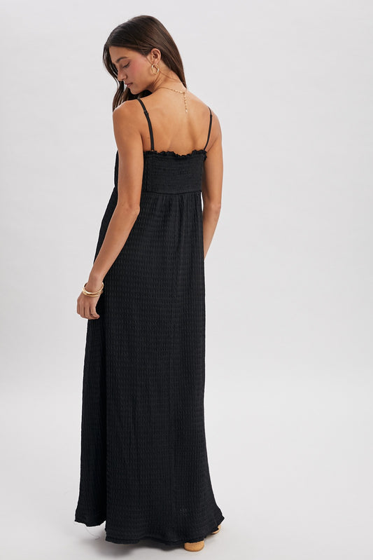 Resort Textured Tie-front Maxi Dress