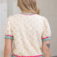 Seattle Stripe Ribbed Knit Band Floral Textured Lace Top