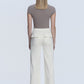 Demand High Rise Ecru Color Drawstring Baggy Wide Jeans