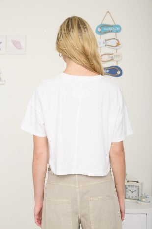 Boxy Short Sleeve Knit Henley Crop Top