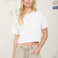 Boxy Short Sleeve Knit Henley Crop Top