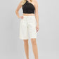 Spiral Slouchy Relaxed Floral Embroidered Bermuda Shorts
