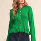 Garfield Ruffle Hem Ribbed Knit Sweater Cardigan