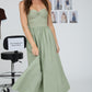 Athena Strapless Twist Front Mixed Media Midi Dress