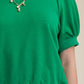 Glam Round Neck Puff Sleeve Pullover Top