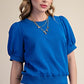 Glam Round Neck Puff Sleeve Pullover Top