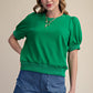Glam Round Neck Puff Sleeve Pullover Top