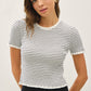 Mini Stripe Ribbed Ruffled Sweater Top