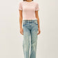 Mini Stripe Ribbed Ruffled Sweater Top