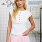 Balance Washed Exposed Seam Henley Ribbed Knit Top