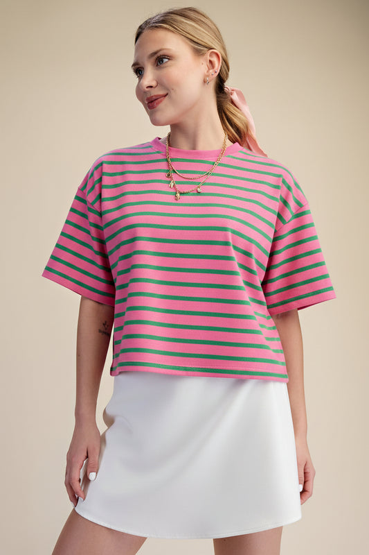 Everyday Top Round Neck Wide Sleeve Pullover Stripe
