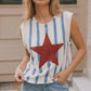 Star Patch Striped Sleeveless Knit Top
