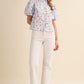 Chapter Polka Dot Ruffled Button Down Top