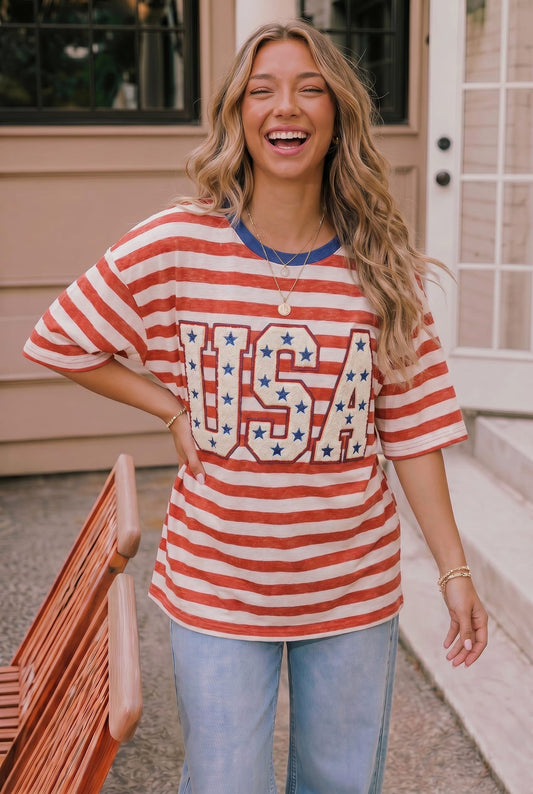 Stars & Stripes Graphic Oversized Tee