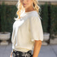 June Solid Knit Short Bubble Sleeve Top