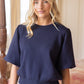 June Solid Knit Short Bubble Sleeve Top