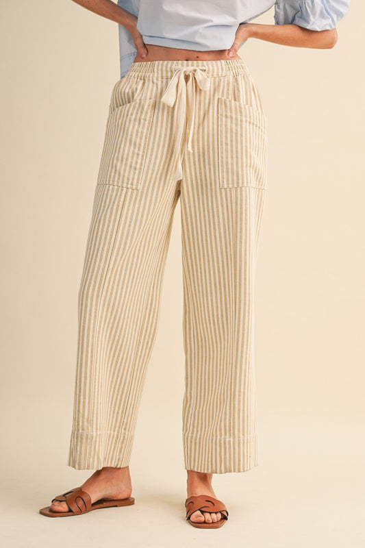 Skill Striped Wide Leg Drawstring Pants