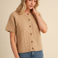 Functional Cable Knit Short Sleeve Sweater Cardigan