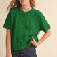 Functional Cable Knit Short Sleeve Sweater Cardigan