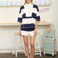 Marine Short with Wide Bold Navy and Cream Stripe