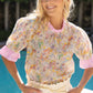Carley Stripe Ruffle Detail Floral Embroidered Print Top
